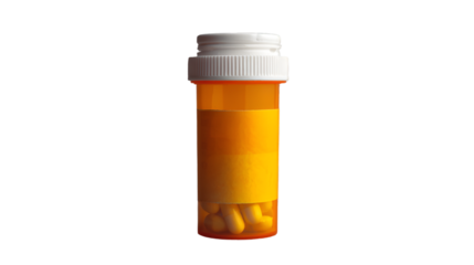Orange Pill Bottle with White Cap and Capsules Inside