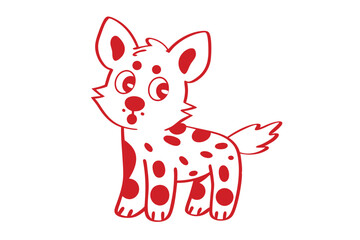 stylized cartoon illustration of a playful spotted fox