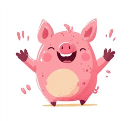 Fototapeta premium Excited Pink Pig Celebration
