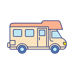 Find cute rv camper van vector illustration for travel road trip and vacation adventures design element