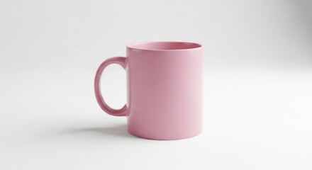 Fototapeta premium Minimalist Dusty Rose Ceramic Mug Isolated on a Bright White Background for Mockups.