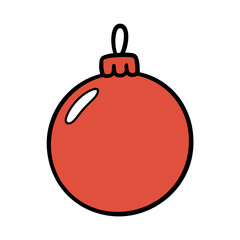 Obraz premium Festive Red Christmas Ornament Illustration with Black Outline on White Background for Holiday Season and Decoration Designs