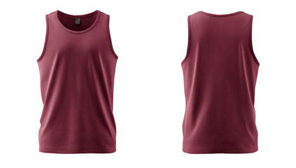 Burgundy tank top, front and back view