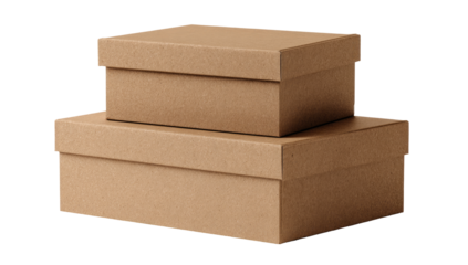 Two nested, light brown cardboard boxes