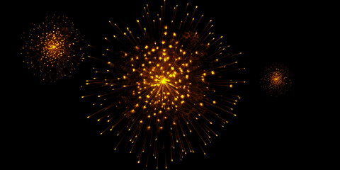 A dazzling display of golden fireworks illuminating the night sky evoking celebration and awe with...