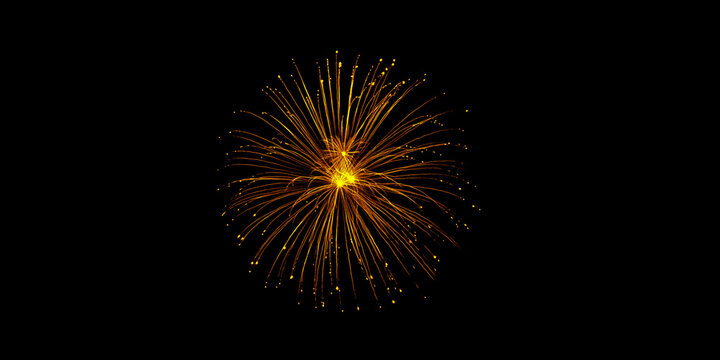 Golden burst of festive fireworks illuminating the night sky symbolizing celebration hope and joy with dark backdrop and