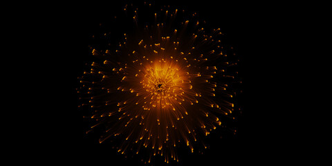 A radiant burst of golden fireworks illuminating the night sky celebrating joyous moments of wonder...