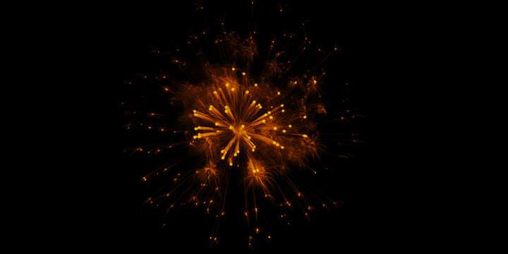 A burst of golden fireworks illuminates the night sky celebrating freedom and joy with a soft shimmering glow against a
