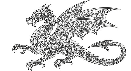 Intricate Celtic knotwork forms a majestic dragon, perfect for fantasy art or heritage designs