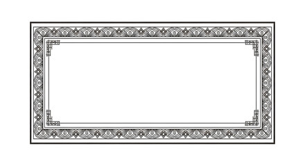 Elegant geometric frame design for invitations and certificates, classic black line border, ready for customization