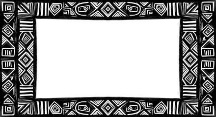 Bold tribal inspired frame with striking geometric patterns for your unique designs and creative projects today