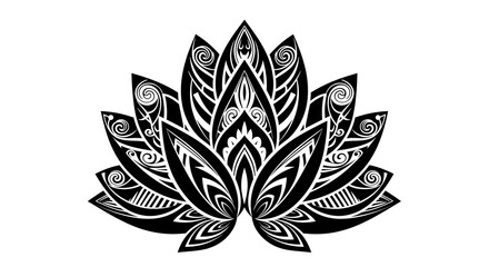 Elegant black and white lotus flower design for spiritual art projects and calming wellness campaigns