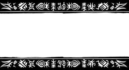 Bold tribal pattern frame design for impactful presentations or creative projects black and white art