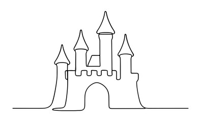 Minimalist castle design in continuous line art style