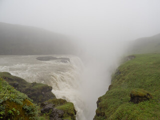 waterfall  Gullfoss and river Hvítá in Iceland