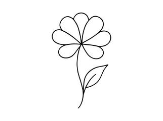 Minimalist single line art flower: elegant black and white floral design