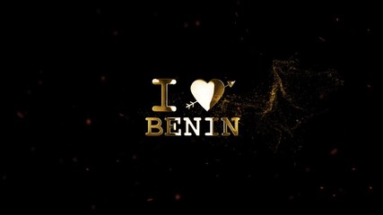 Premium Gold I Love Benin Cinematic Text