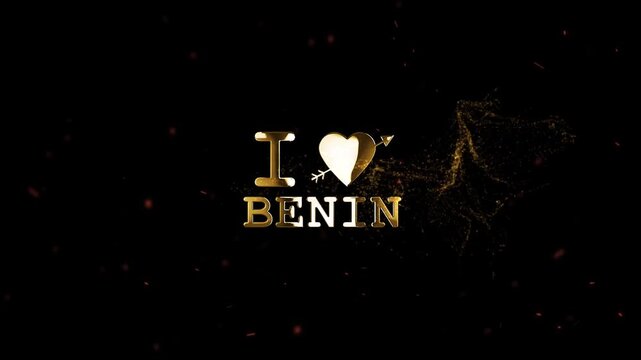 Premium Gold I Love Benin Cinematic Text