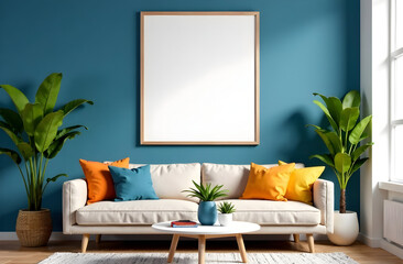 modern living room with white sofa