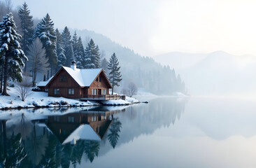 Fototapeta premium house on the lake