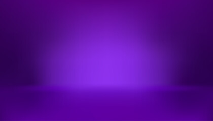Abstract purple gradient studio background with lights on wall and floor for product display and photography backdrop. Empty 3d rendered scene.