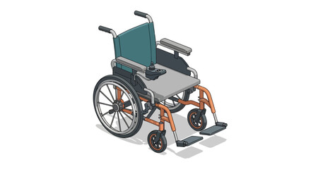 Fototapeta premium A blue and grey wheelchair on a white background.