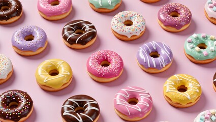 colorful donuts with icing sugar
