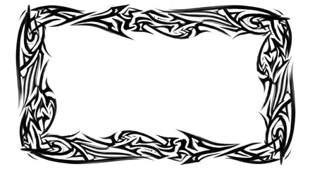 Bold tribal tattoo style border design dynamic abstract black ink brush strokes