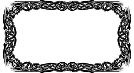 Intricate black Celtic knot border design with a distressed grunge aesthetic for unique projects
