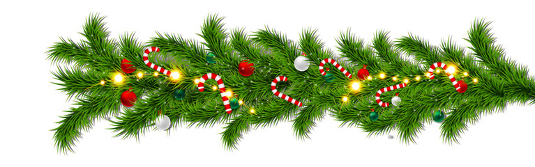 Christmas garland with ornaments and candy canes