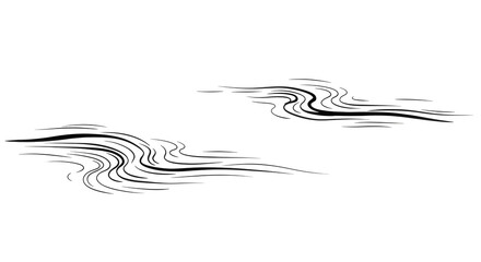 Dynamic black ink waves flowing with elegant motion on white background, perfect for design accents.