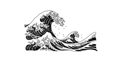 Powerful Japanese wave art captures the dynamic energy of the ocean's might and movement