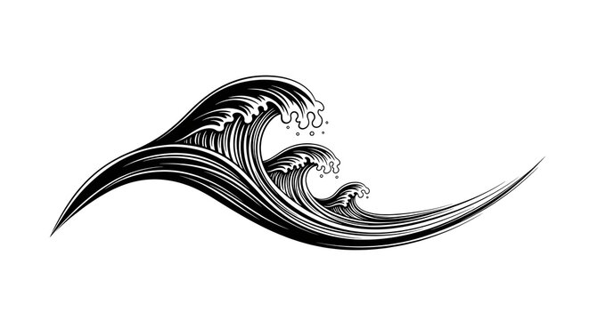 Dynamic black and white wave illustration for impactful branding and design projects