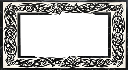 Bold tribal border design frames blank space for striking visual impact and custom applications