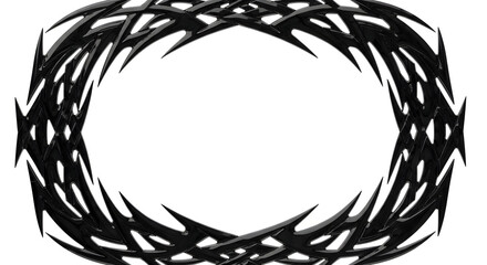 Striking black tribal pattern border frame with sharp, aggressive points creates a dynamic, edgy design element.