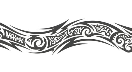 Bold tribal tattoo design element, dynamic black tribal border for edgy graphic projects