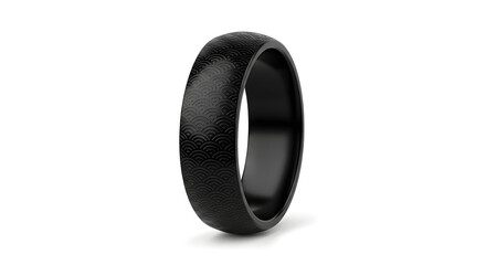Elegant black ring with Japanese wave pattern offers a modern, sophisticated style statement for everyday wear