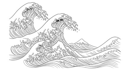 Elegant Japanese waves illustration for modern designs and backgrounds with dynamic line art style
