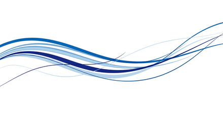 Dynamic abstract blue waves flow across clean white background creating modern design elements