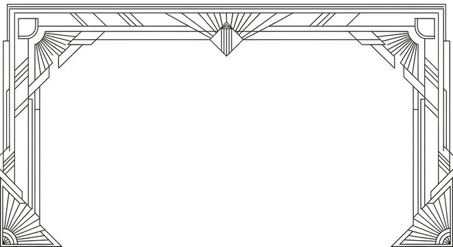 Elegant art deco frame design adds sophisticated vintage flair to invitations and announcements