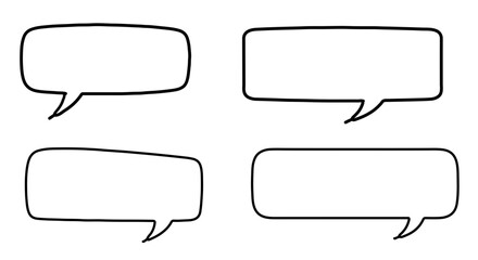 Obraz premium Four blank speech bubbles, various shapes, communication graphic design elements.