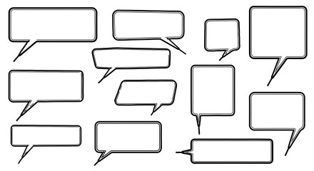 Obraz premium Collection of blank speech bubbles, various shapes and sizes, ready for text.