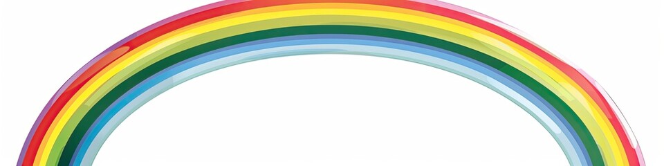Vibrant rainbow arc against a white background, showcasing a spectrum of colors in smooth, blended bands
