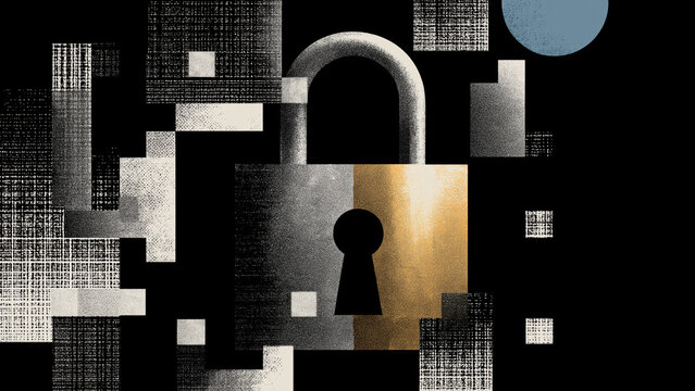 Abstract Textured Padlock with Geometric Pattern