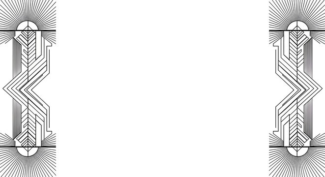 Elegant Art Deco borders with sunburst design, perfect for stylish invitations and announcements