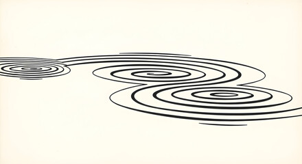 Elegant black ink ripples on a soft cream background create a serene and modern abstract design