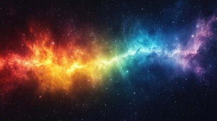 Naklejka premium Vibrant Cosmic Nebula with Sparkling Stars and Colorful Gas Clouds Stretching Across the Deep Universe