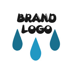 Minimalist Brand Logo &ndash; Playful Bold Text with Blue Water Droplets