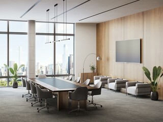 3d modern office interior.3d modern architecture interior. interior of a modern building	