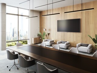 3d modern office interior.3d modern architecture interior. interior of a modern building	